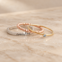 The Violet Mixed Metals Birthstone Ring Set