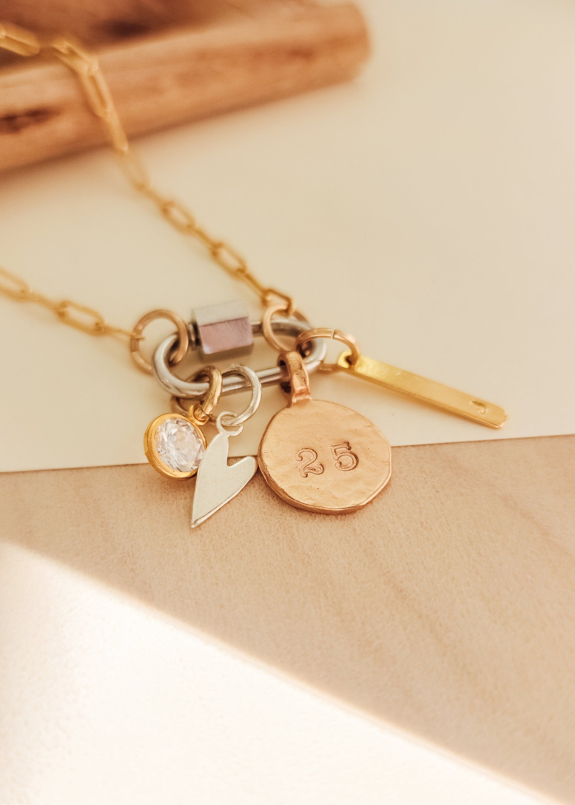 necklace with modern charms