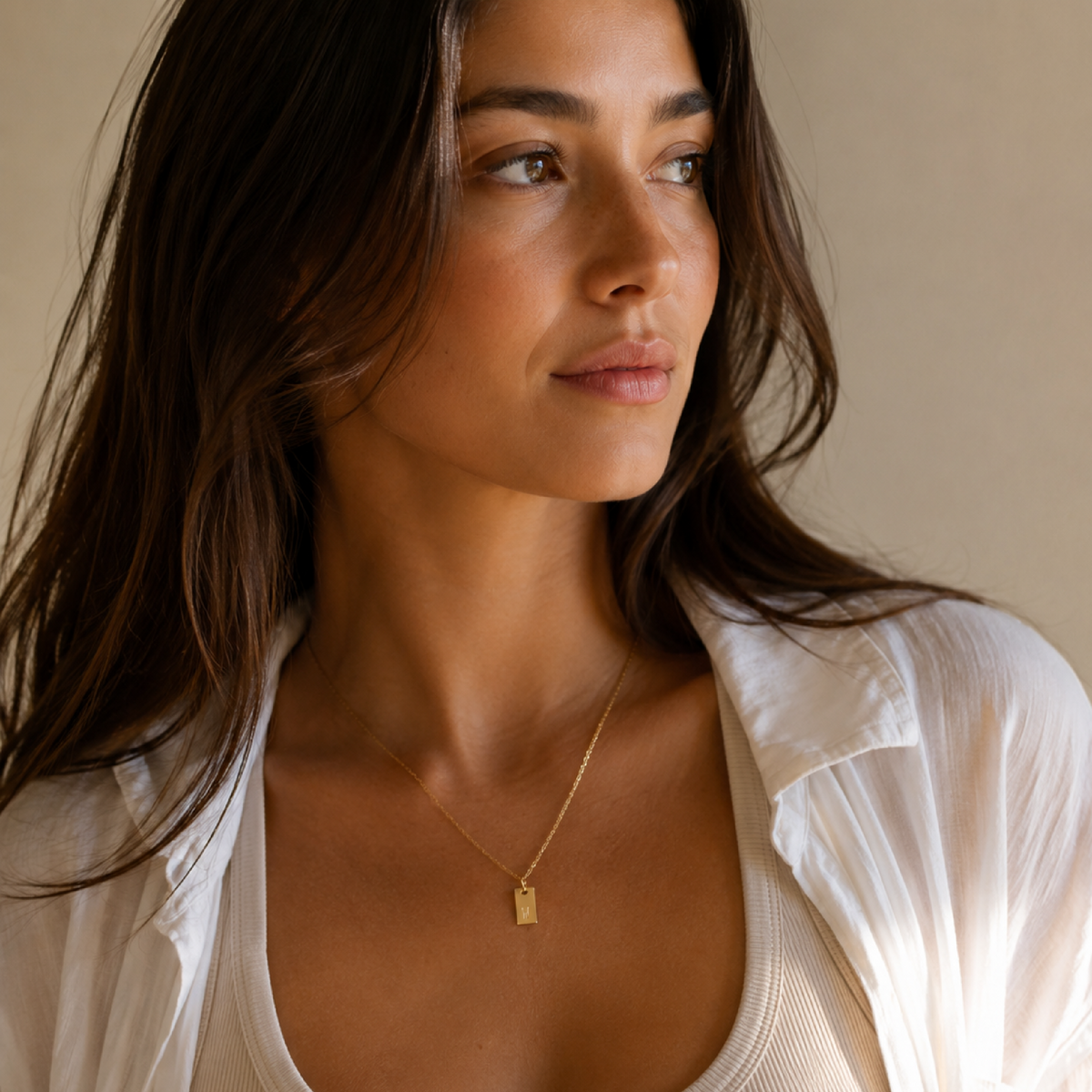 Dainty Gold Initial Tag Necklace