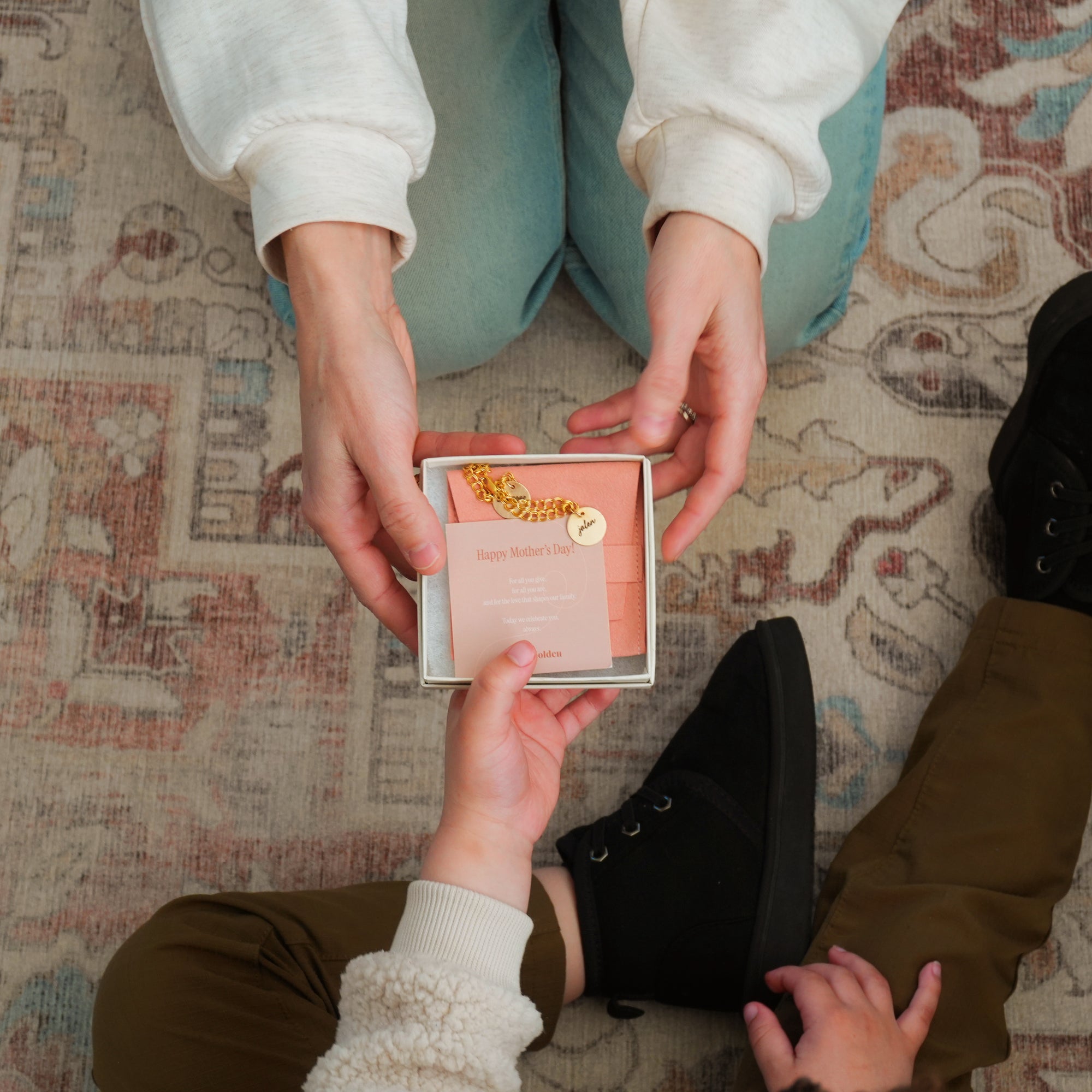 Initial Birthstone Chain Ring - Going Golden