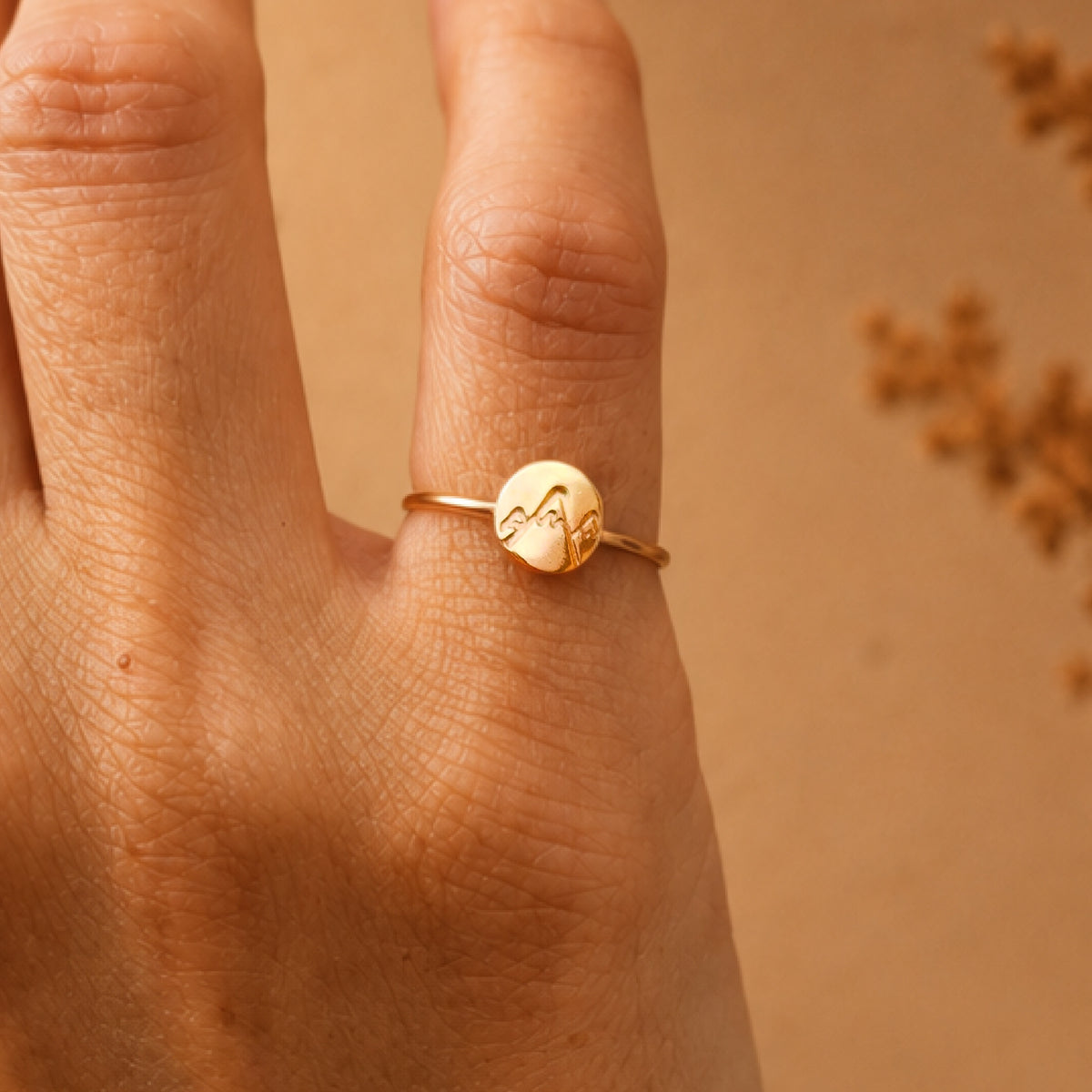 Hand-Stamped Nature Disc Ring