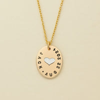 Gold Oval Name Necklace with Silver Heart - Going Golden