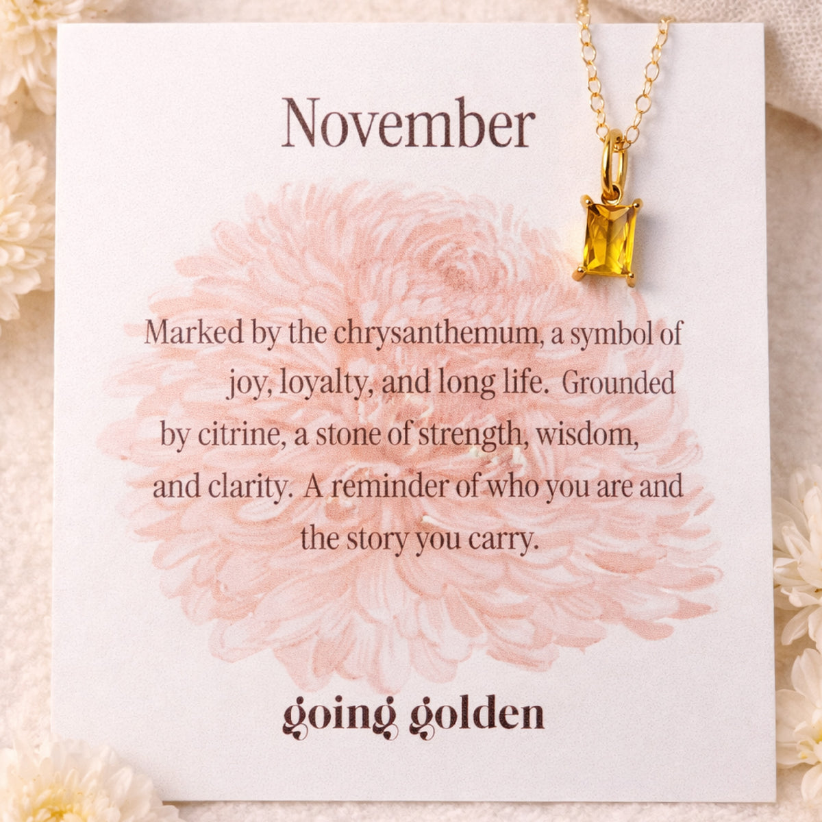 Birthstone Necklace with Card - Going Golden