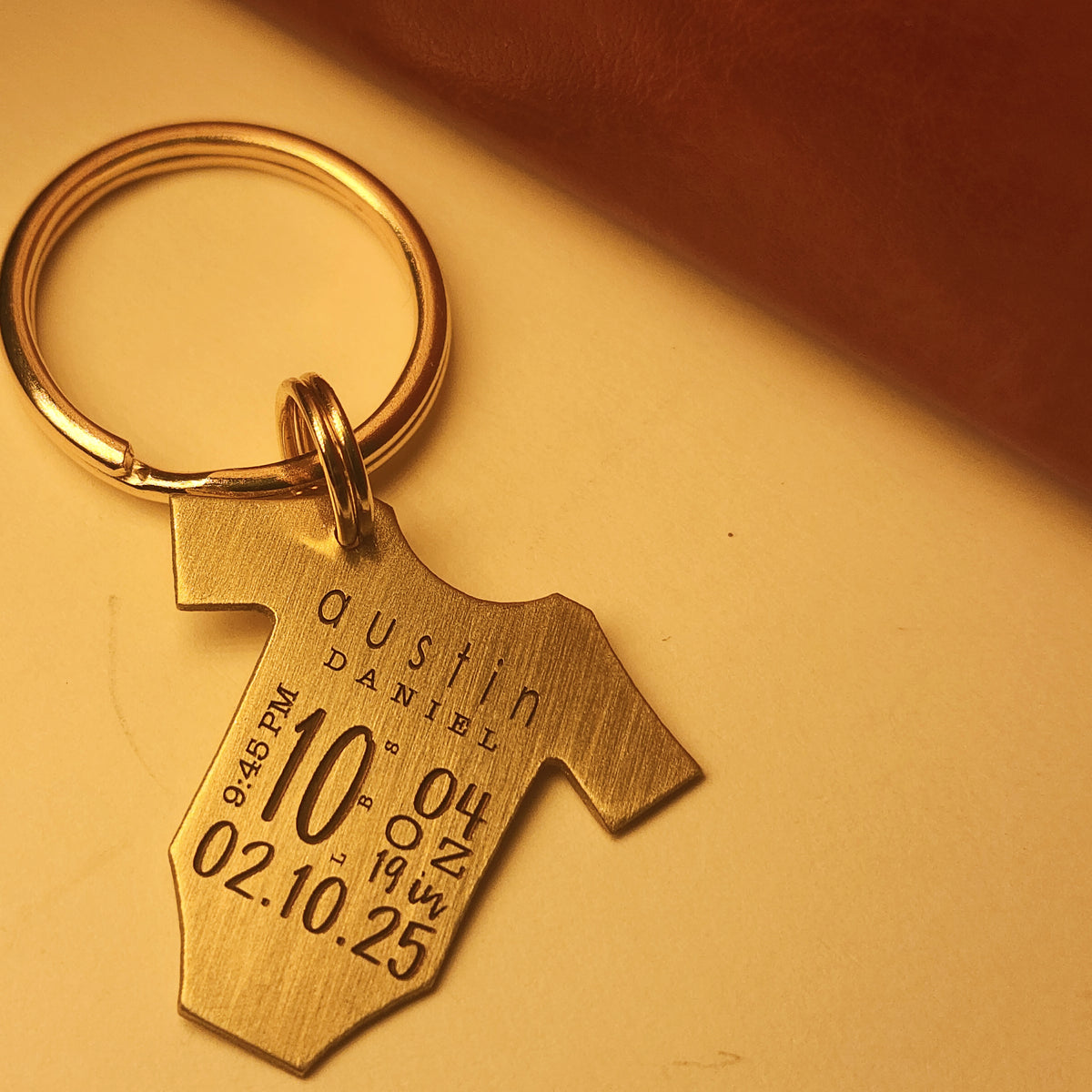 Baby Statistics Keychain - Going Golden