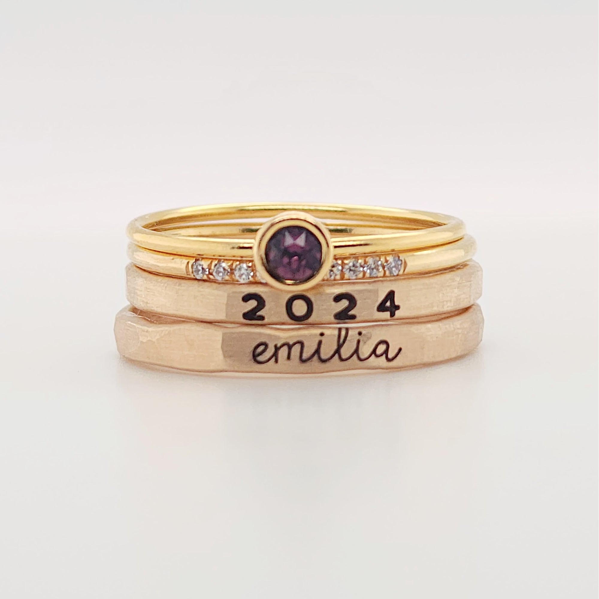 4mm Birthstone Stacking Ring - Going Golden