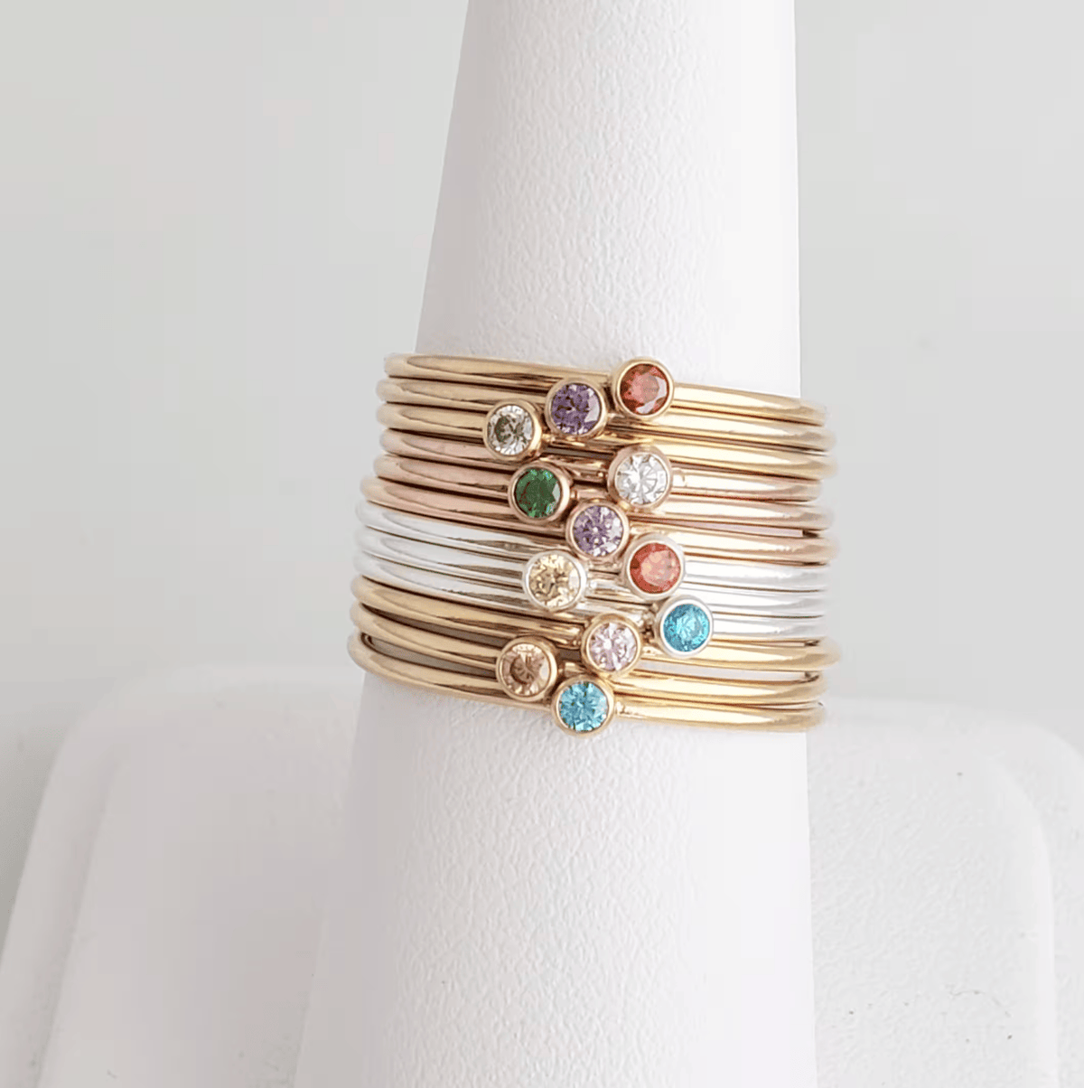 October Stacking Birthstone Ring - Going Golden