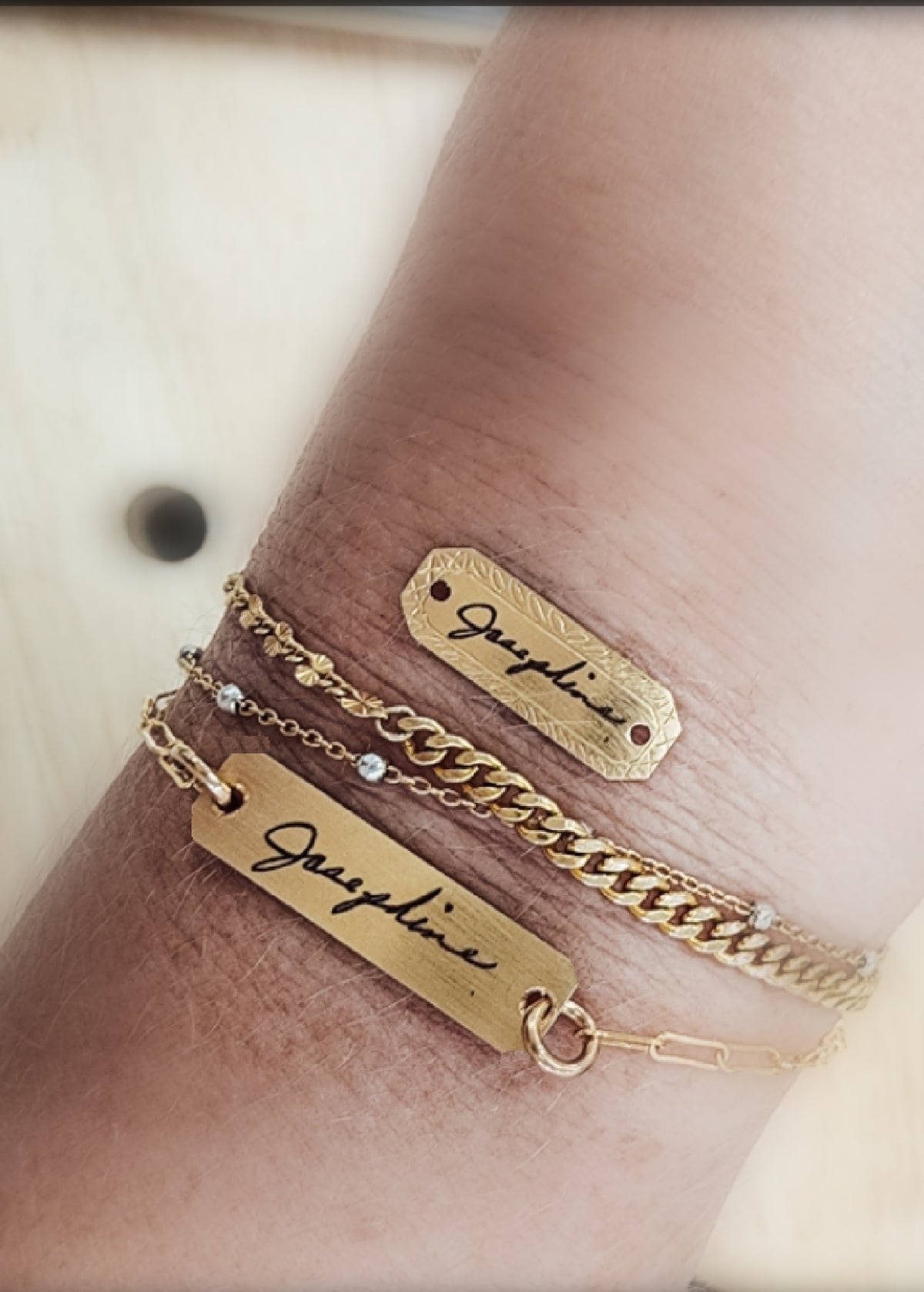 Handwriting Bracelet Connector Tag - Going Golden