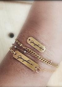 Handwriting Bracelet Connector Tag - Going Golden