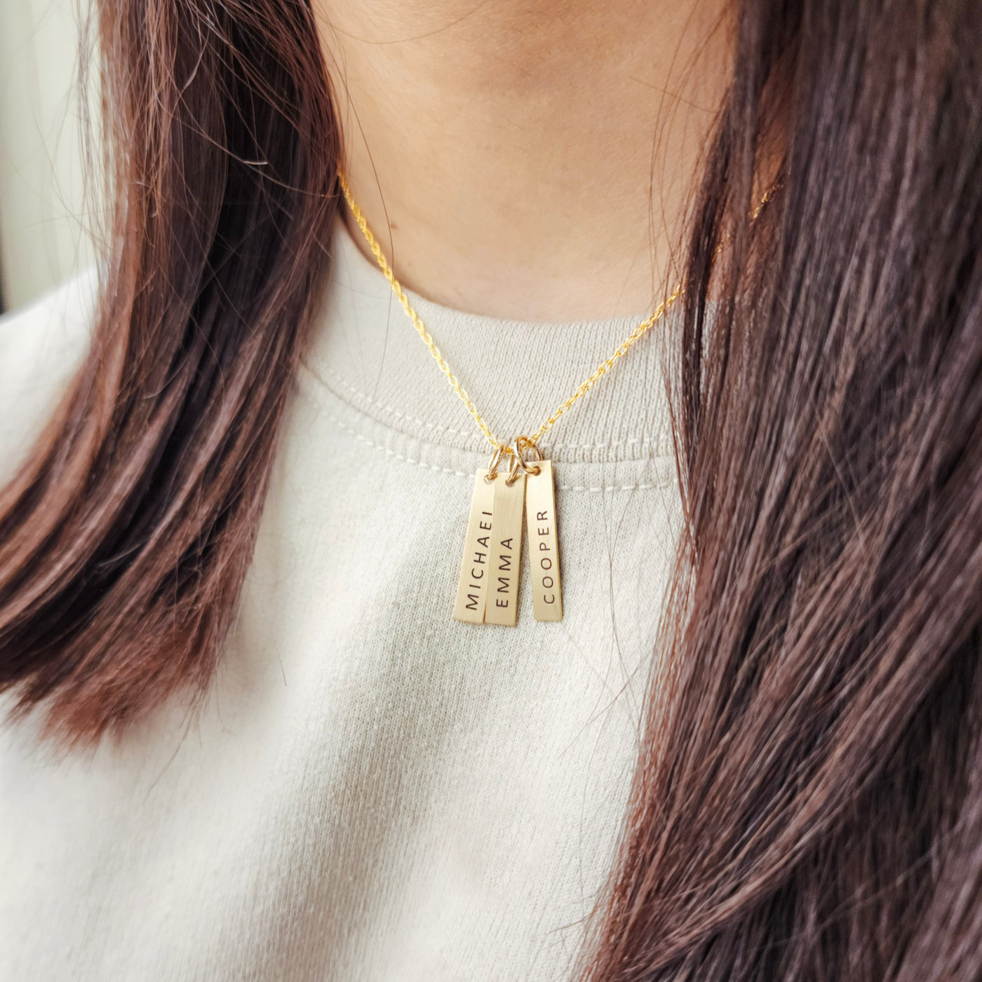 gold bar personalized name necklace