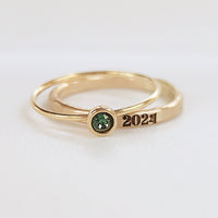 Stacking Ring Set with Year and Birthstone - The Riley - Going Golden