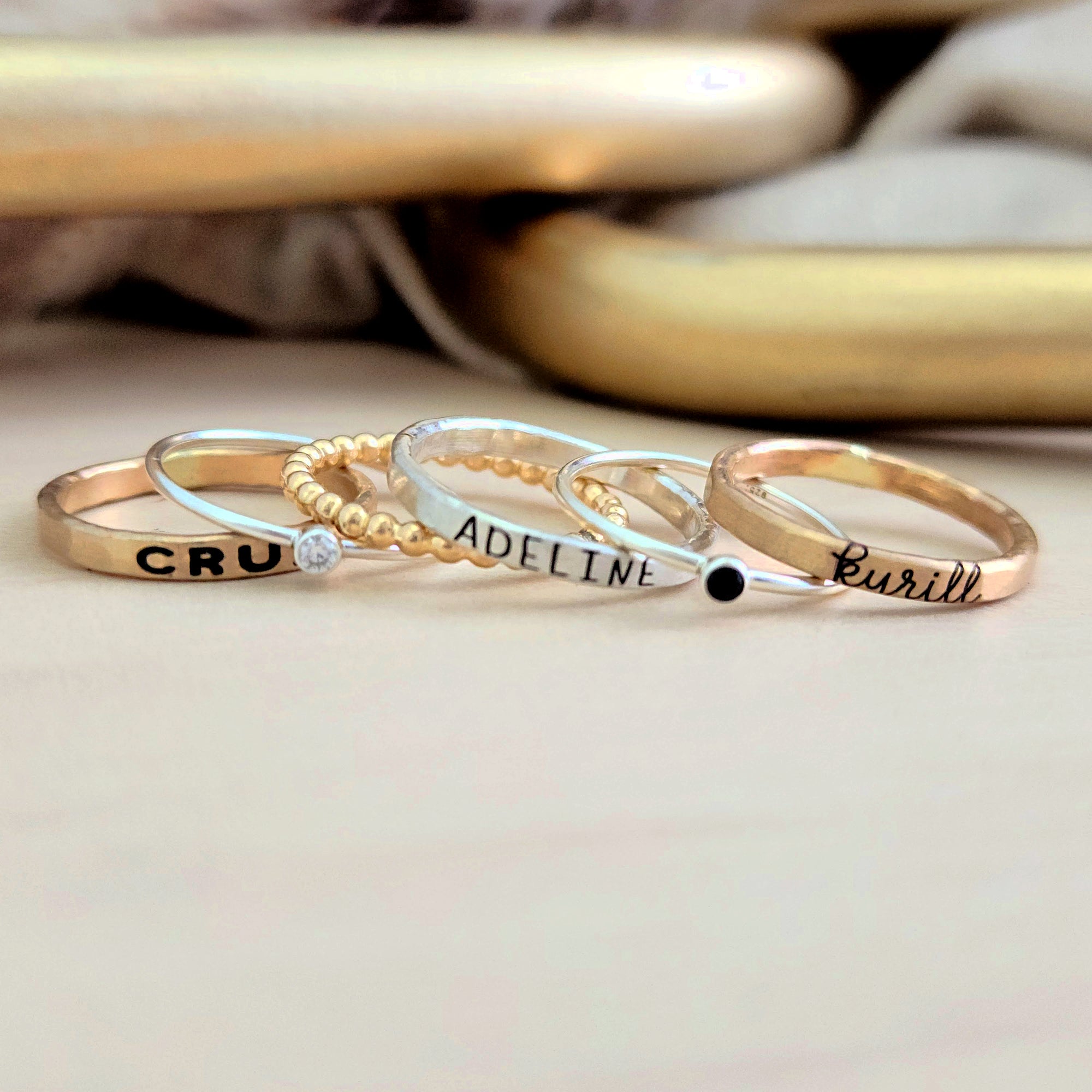 The Maya Stacked Name Ring Set
