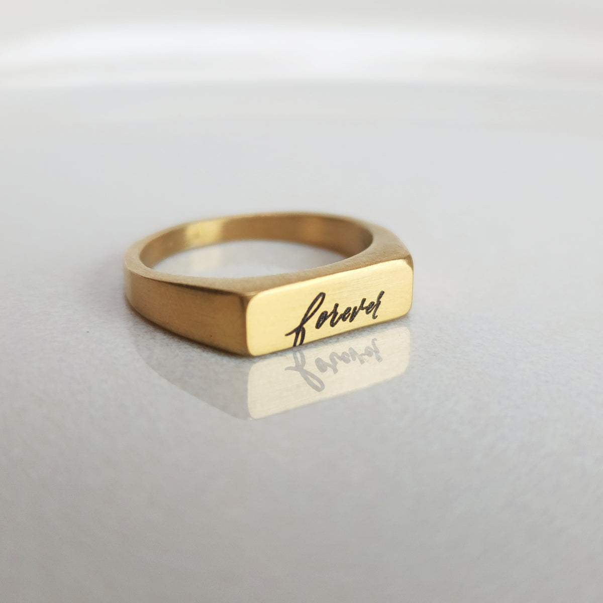 Gold Handwriting Signet Stacking Ring - Going Golden