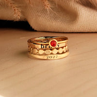 Stackable Gold Signet Class Ring Set - The Zoe - Going Golden