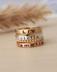 mixed metals chunky name rings, stackable ring set
