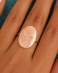 Personalized Birth Flower Oval Ring - Going Golden