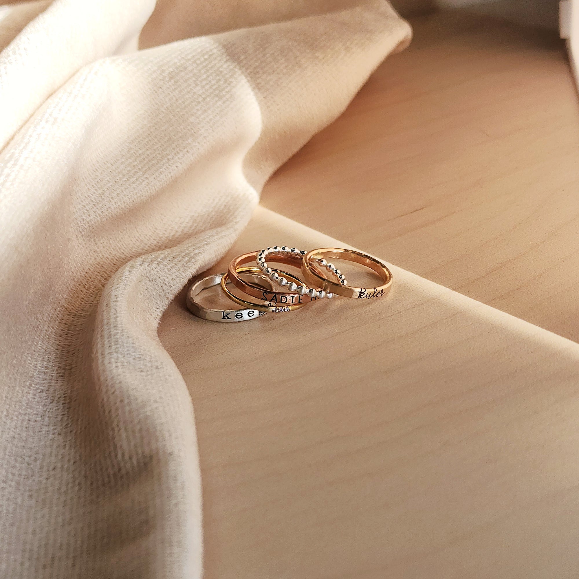 women&#39;s stacking rings, handmade personalized Mother&#39;s Day Gift