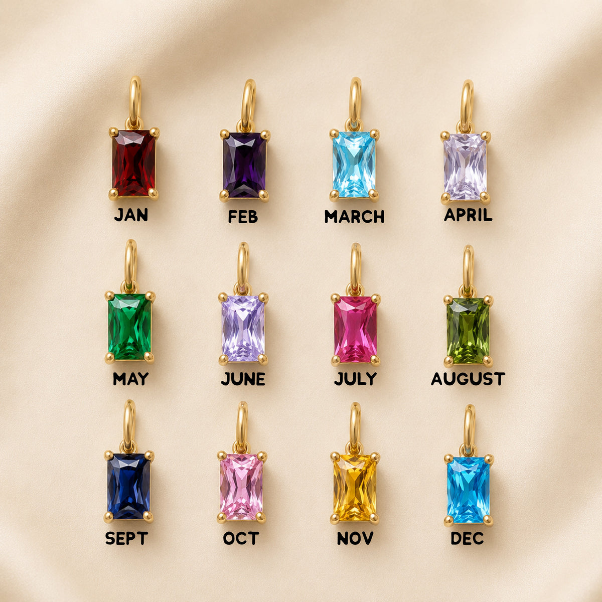 Rectangle Birthstone Charm