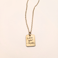 Custom Handwriting Rectangle Necklace - Going Golden