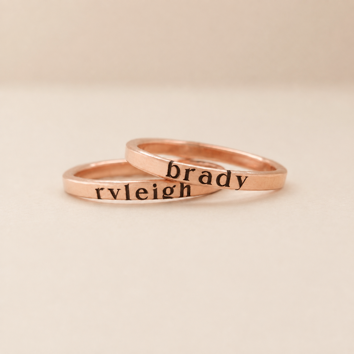 Serif Font Personalized Stacking Ring