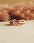 rose gold ring set, connected rings