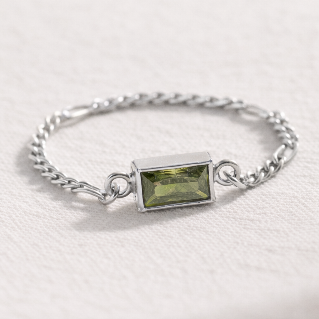 Birthstone Chain Ring - Going Golden