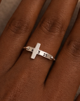 Personalized Cross Name Ring - Going Golden