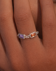 Double Birthstone Chain Ring - Going Golden