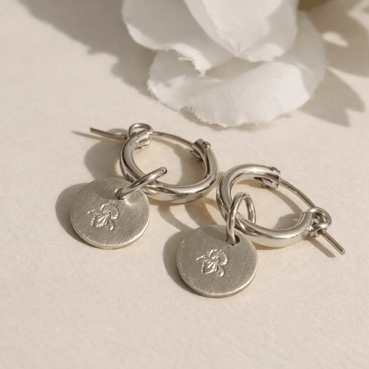 Birth Flower Hoop Earrings - Going Golden