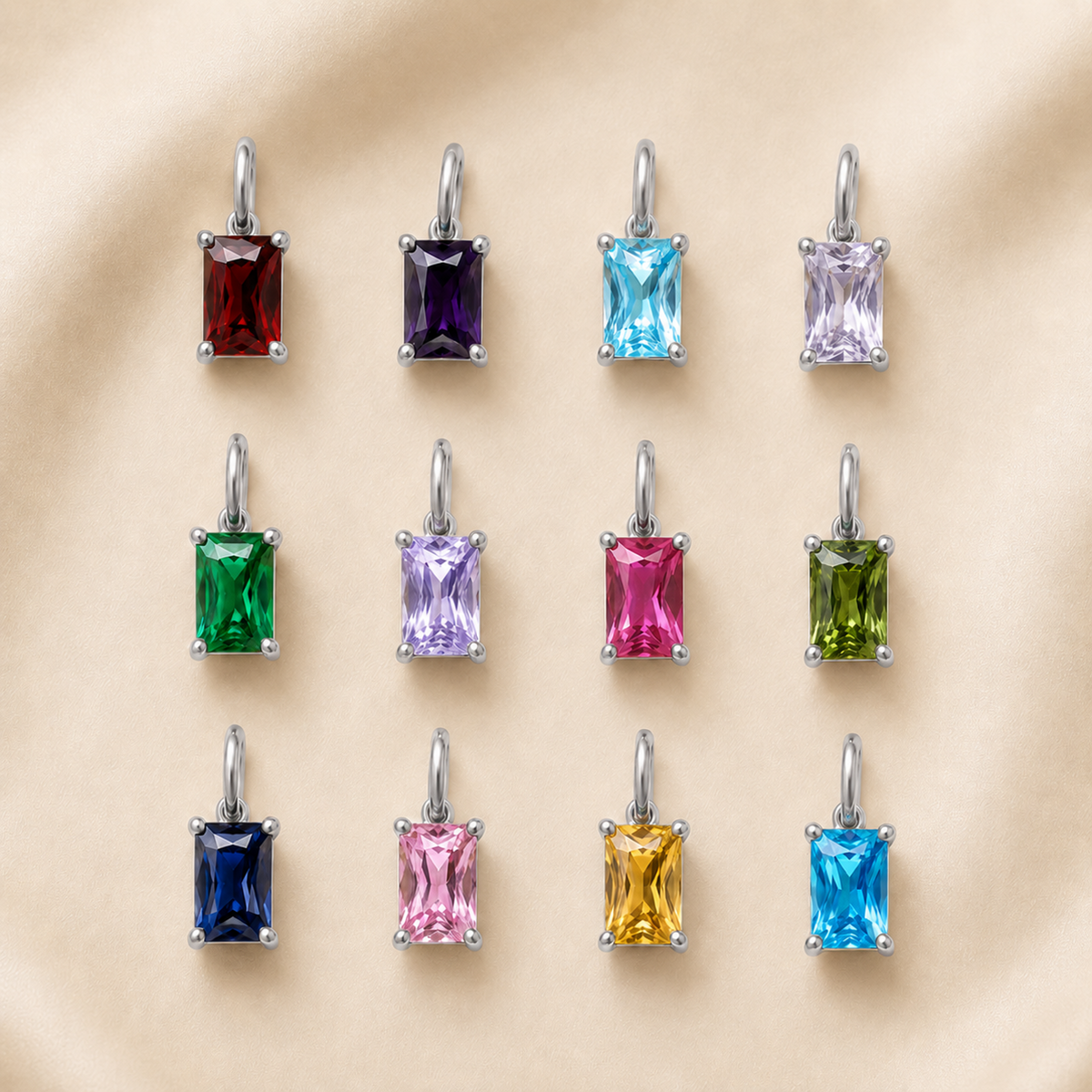 Rectangle Birthstone Charm