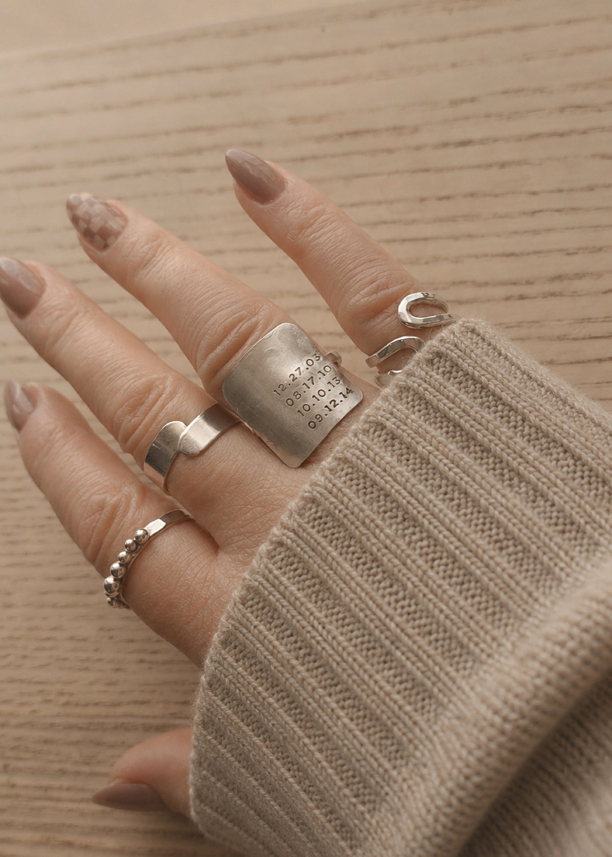 Sterling Silver Dates Ring