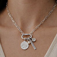 Silver Carabiner Paperclip Charm Necklace - Going Golden