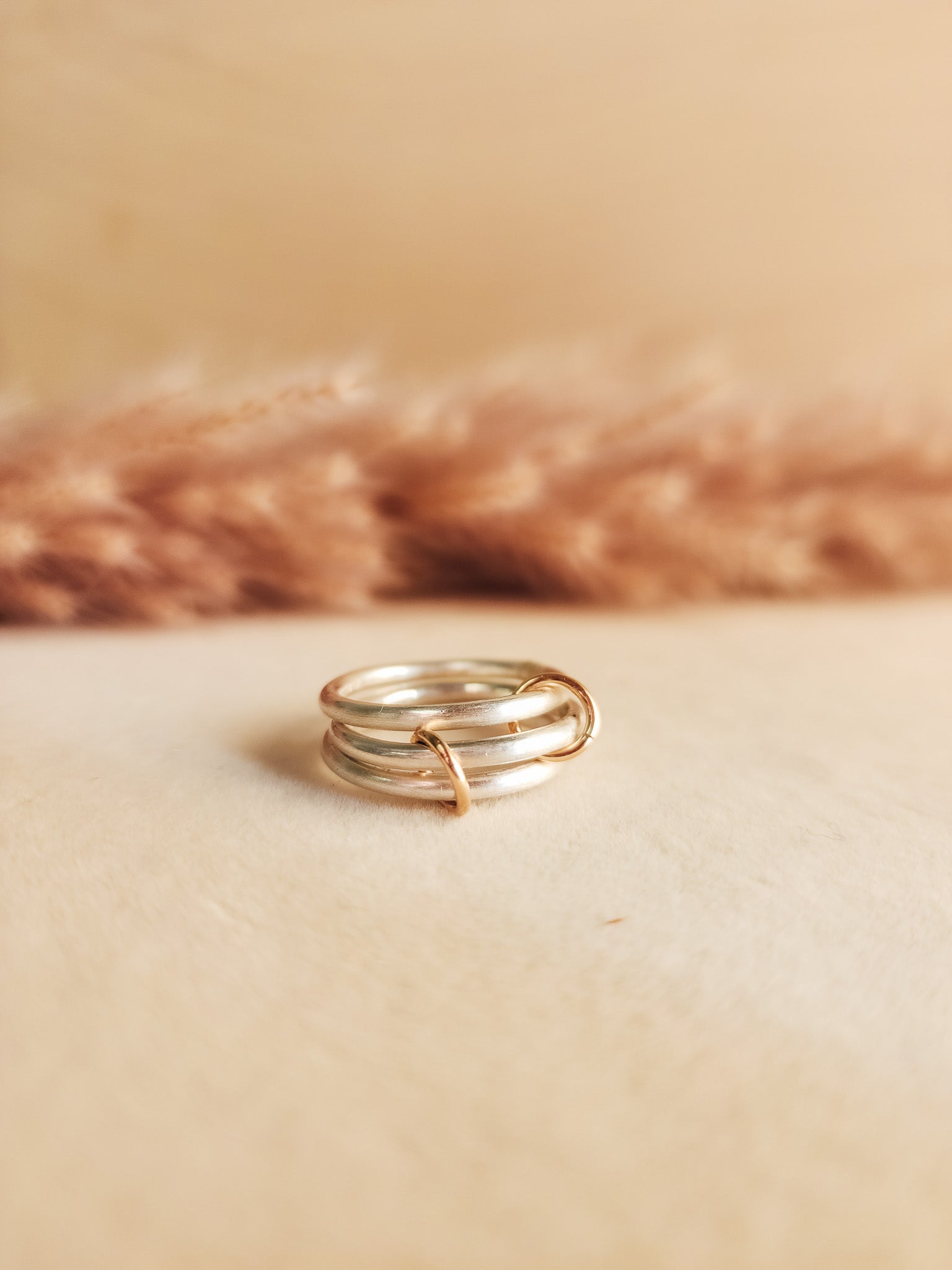 silver stacking rings, connected ring set