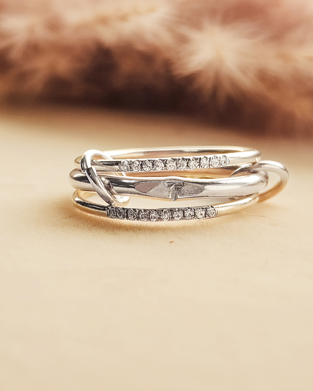 Initial Signet Connected Ring Set - Going Golden