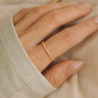 Thin Twisted Stacking Ring - Going Golden