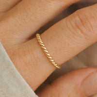 Thin Twisted Stacking Ring - Going Golden