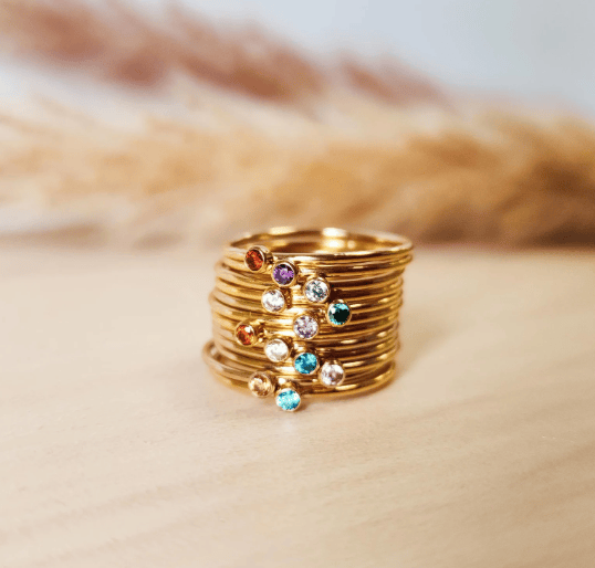 January Birthstone Stacking Ring - Going Golden