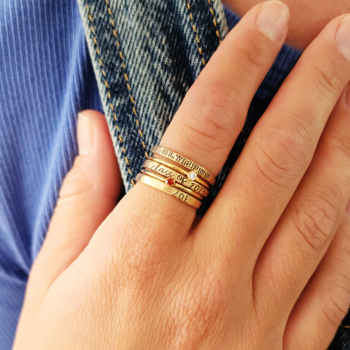 Stackable Class Ring Set - The Penelope - Going Golden