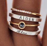 Thin Upper Stacking Name Ring - Going Golden