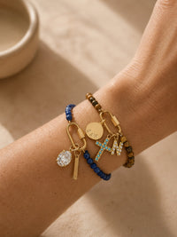 Stone Beaded Carabiner Charm Bracelet
