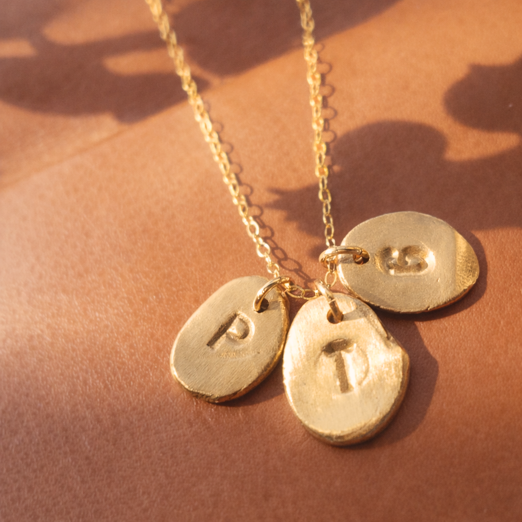 Mini Initial Nugget Necklace - Going Golden