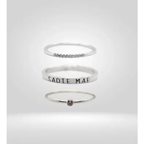 Tyi Jewelry - Stackable Rings with Sadie Mae Engraving