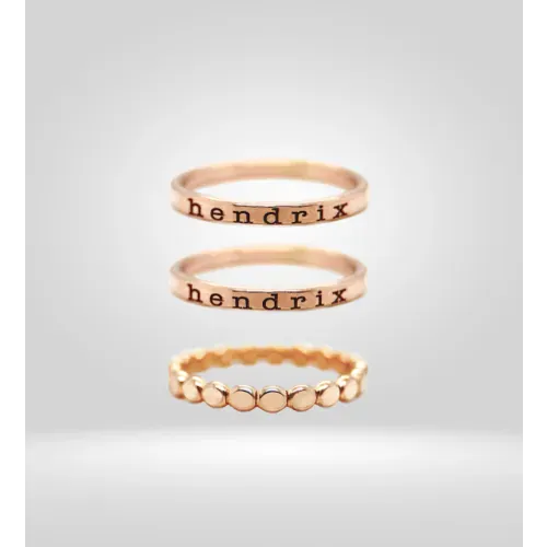 Hendrix engraved rings and gold band