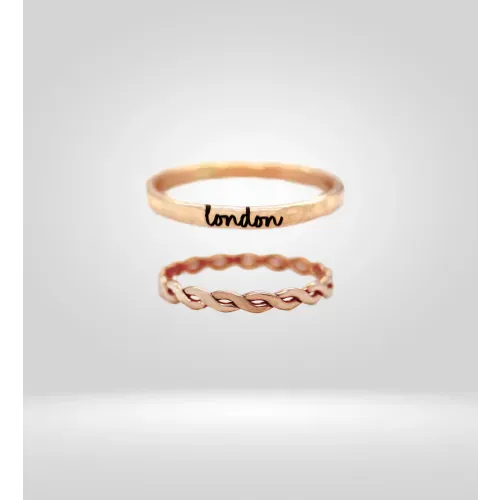 London ring and braided rose gold ring
