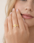 Personalized Cross Name Ring - Going Golden