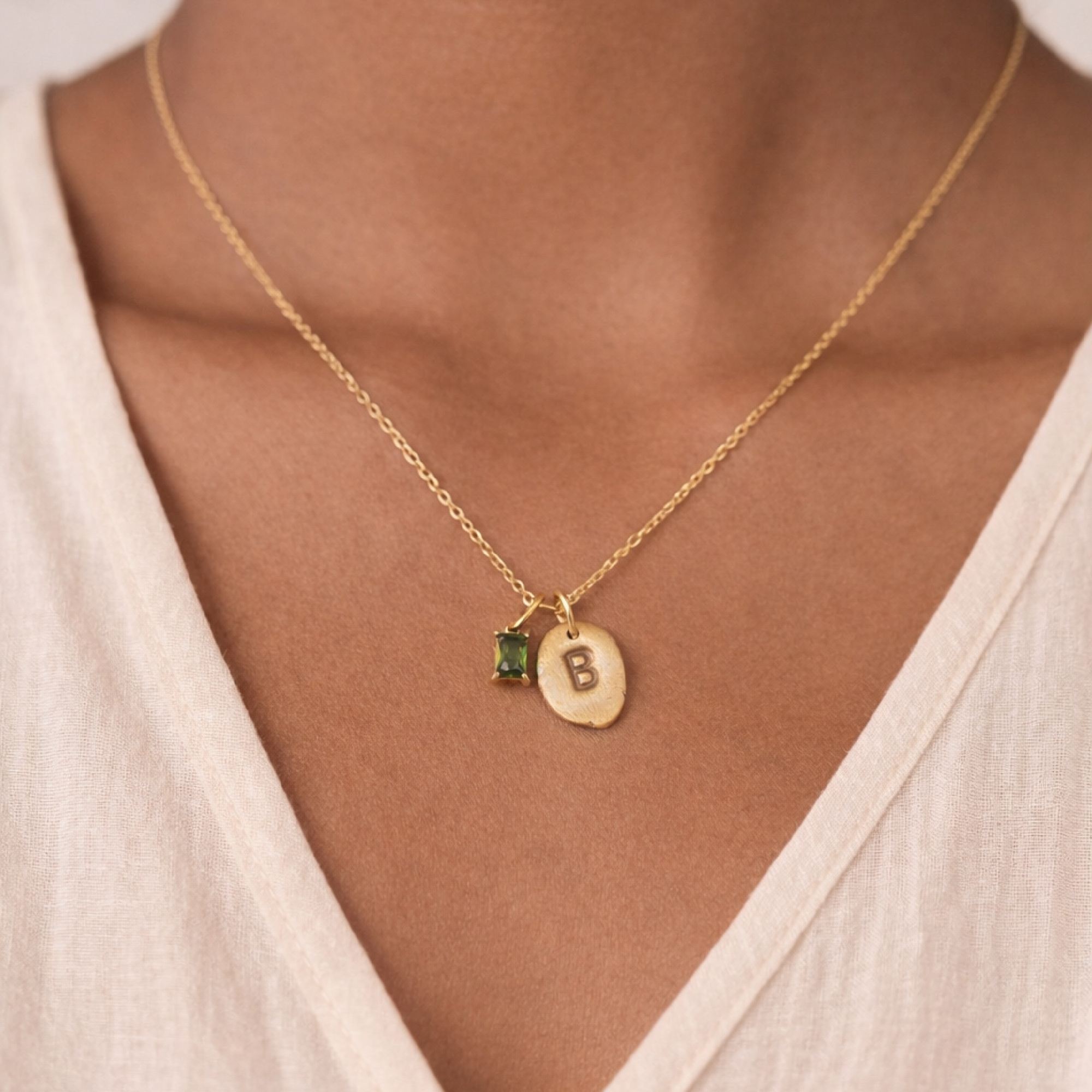 Mini Initial Nugget Necklace - Going Golden