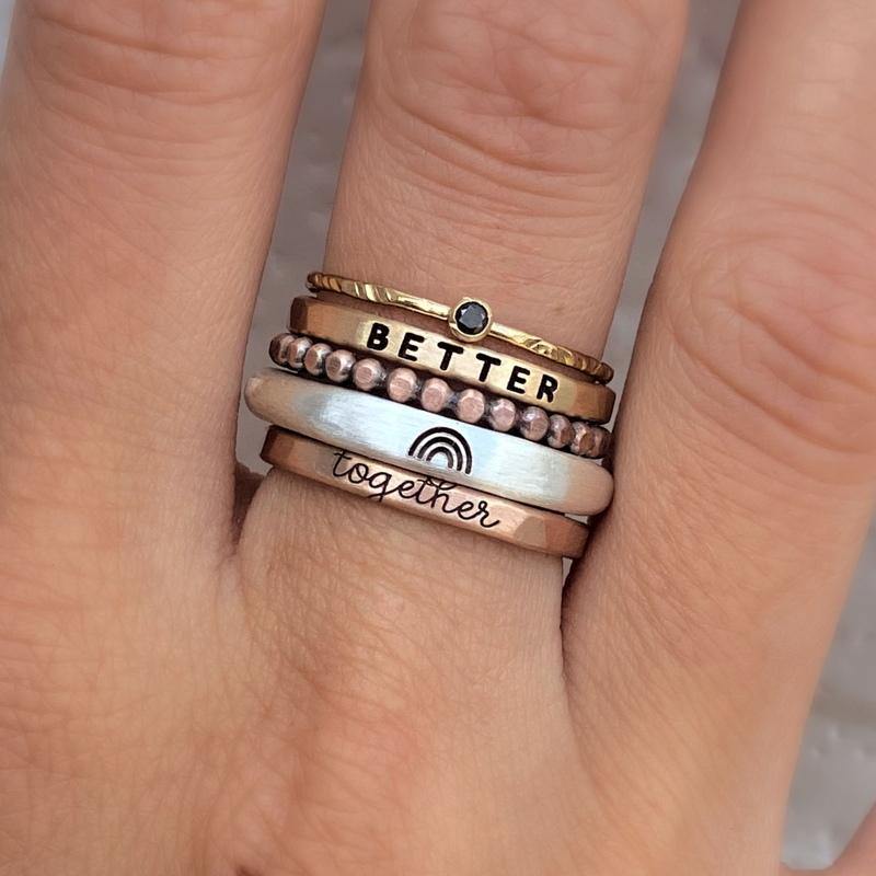 Handmade Organic Fine Silver Rainbow Ring - TYI Jewelry