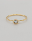 Large April Birthstone Ring with 4mm clear CZ stone and gold-filled band