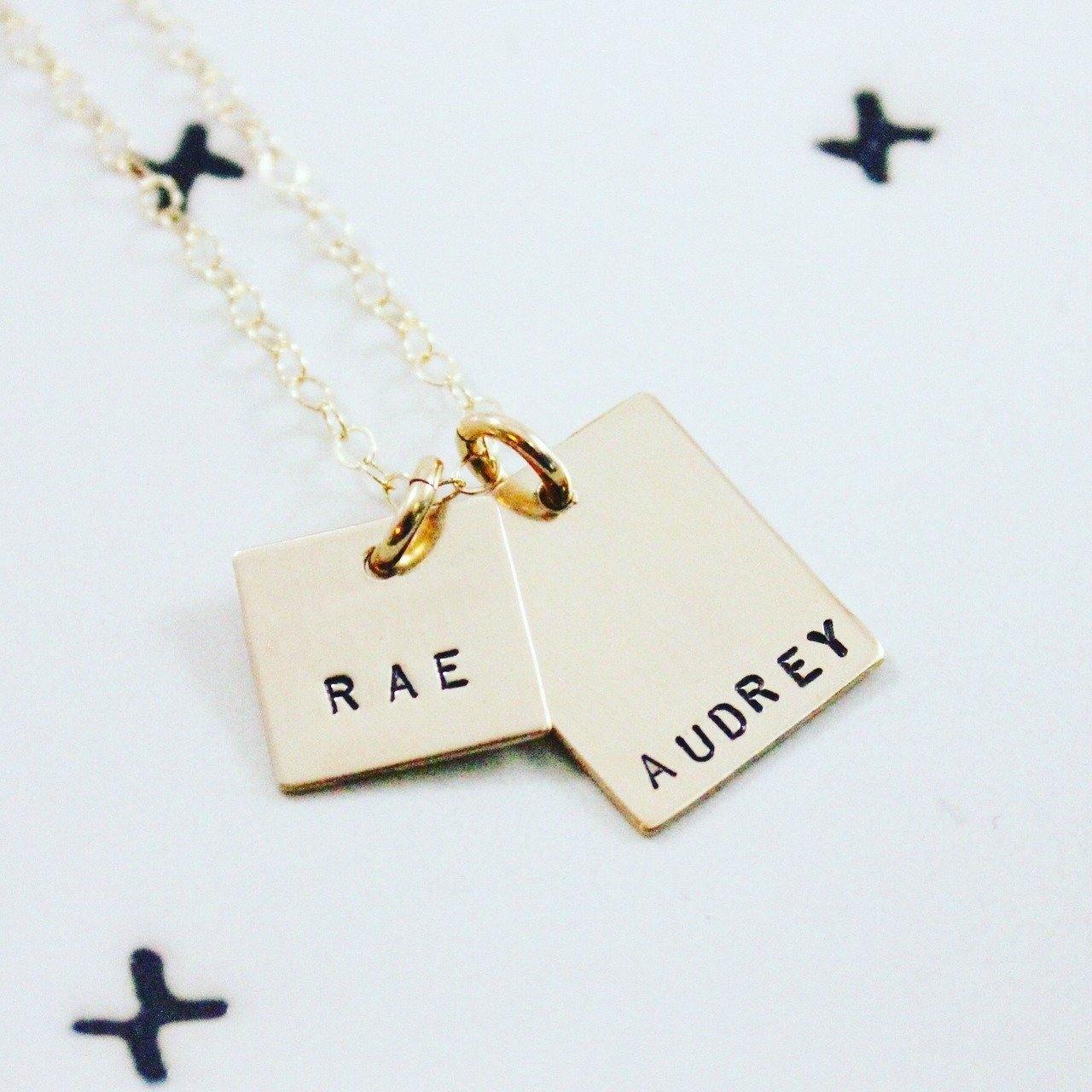 Gold Names Square and Rectangle Necklace - Going Golden