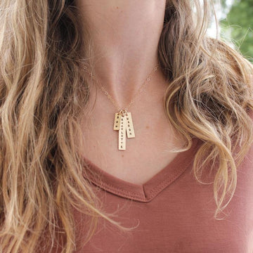 Gold Long Bar Name Necklace - TYI Jewelry