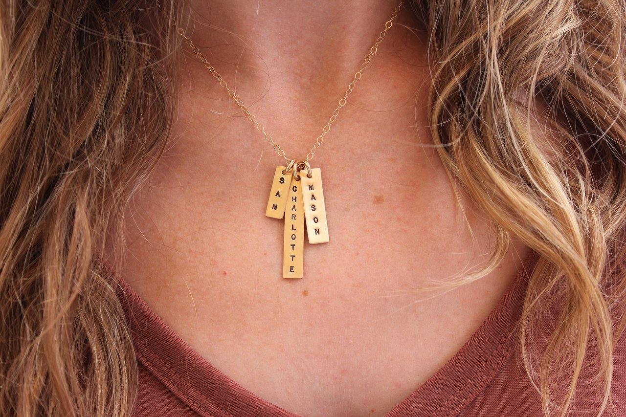 Gold Long Bar Name Necklace - Going Golden